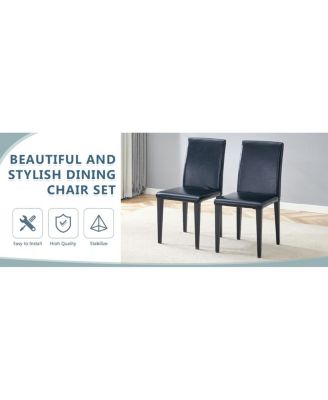 Minimalist PU Leather Dining Chair with Metal Legs