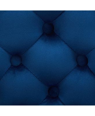 Streamdale Navy Blue Velvet Swivel Bar Stools with Ring Pull, Set of 2