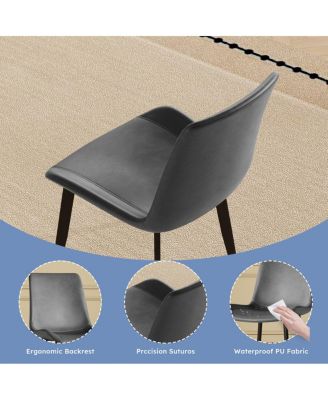 Streamdale Dining Chairs Set of 4, Modern PU Leather Metal Dining Chairs - Gray