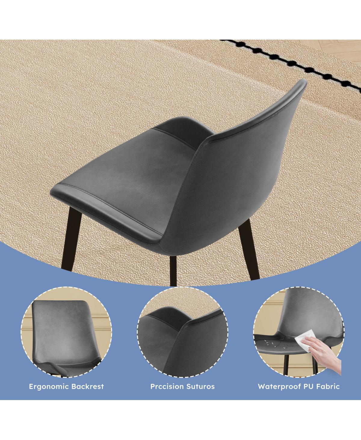 Streamdale Furniture Streamdale Dining Chairs Set of 4, Modern Pu Leather Metal Dining Chairs - Gray