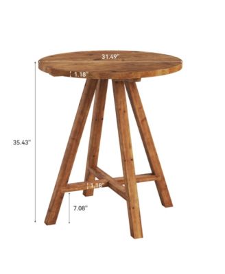 Solid Wood Bar Table, 31.5" Round Pub Bistro Table for Cafe, Dining Room, Kitchen, Living Room