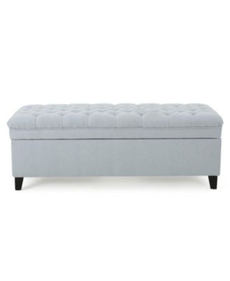 Fabric Storage Ottoman with Birch Legs