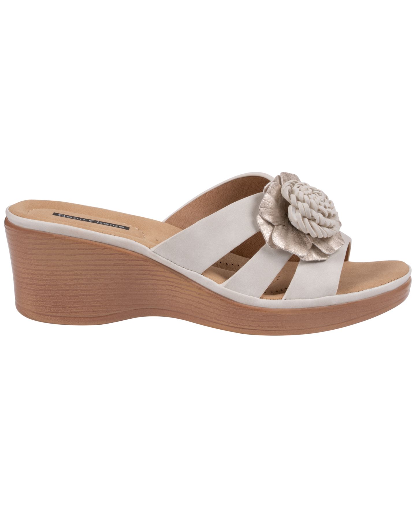 Женские сандалии GC Shoes Jenna Floral Slip-On Wedge, цвет: Бежевый — фото 2
