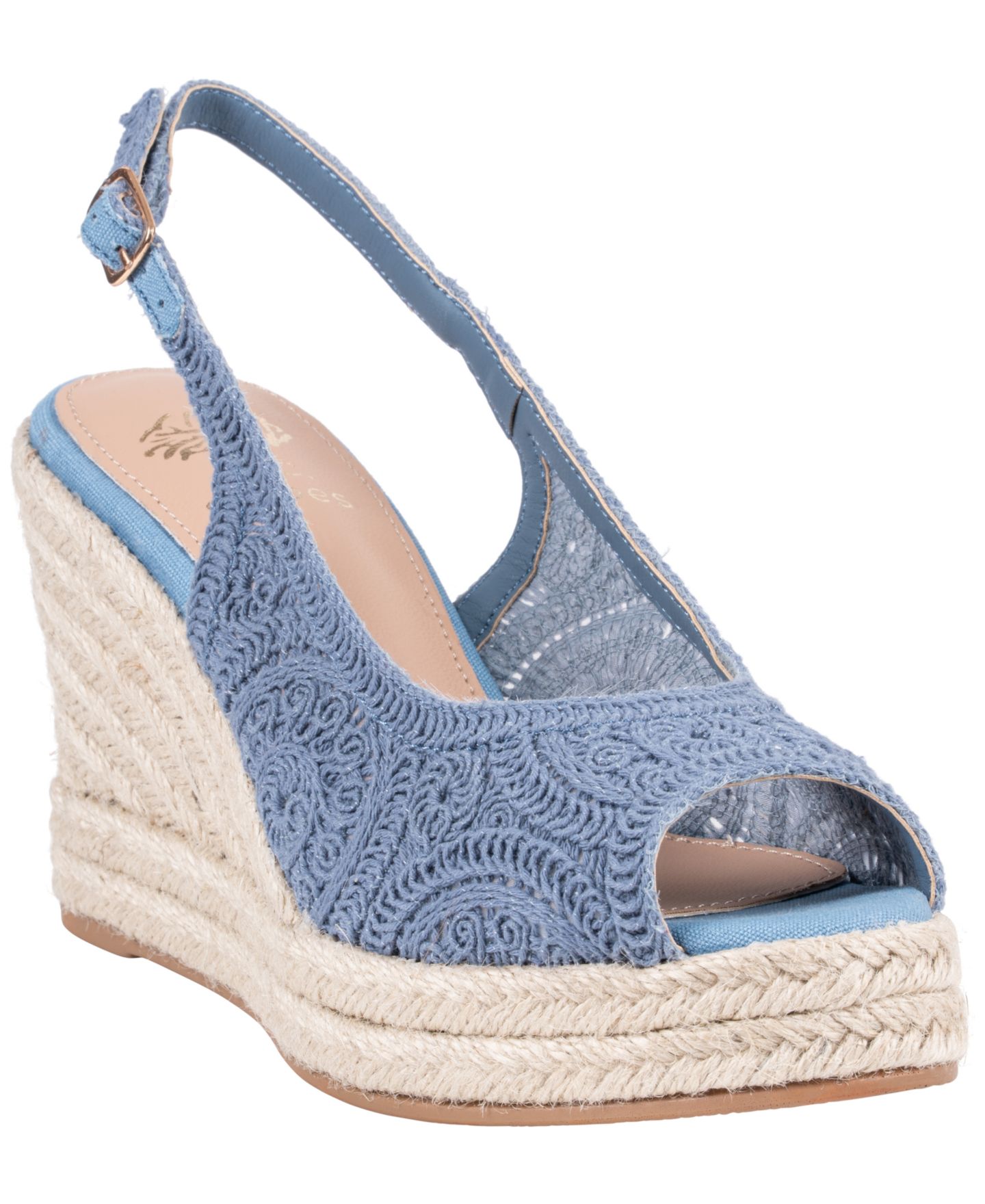 Женские сандалии GC Shoes Bowery Crochet Espadrille Wedge, цвет: Синий — фото 1