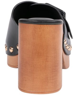 Women's York Buckle Wooden Block Heel Platform Sandals