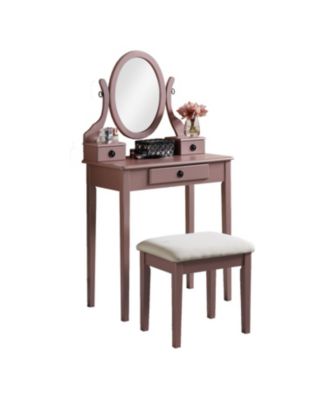 Moniys Wood Moniya Makeup Vanity Table and Stool Set
