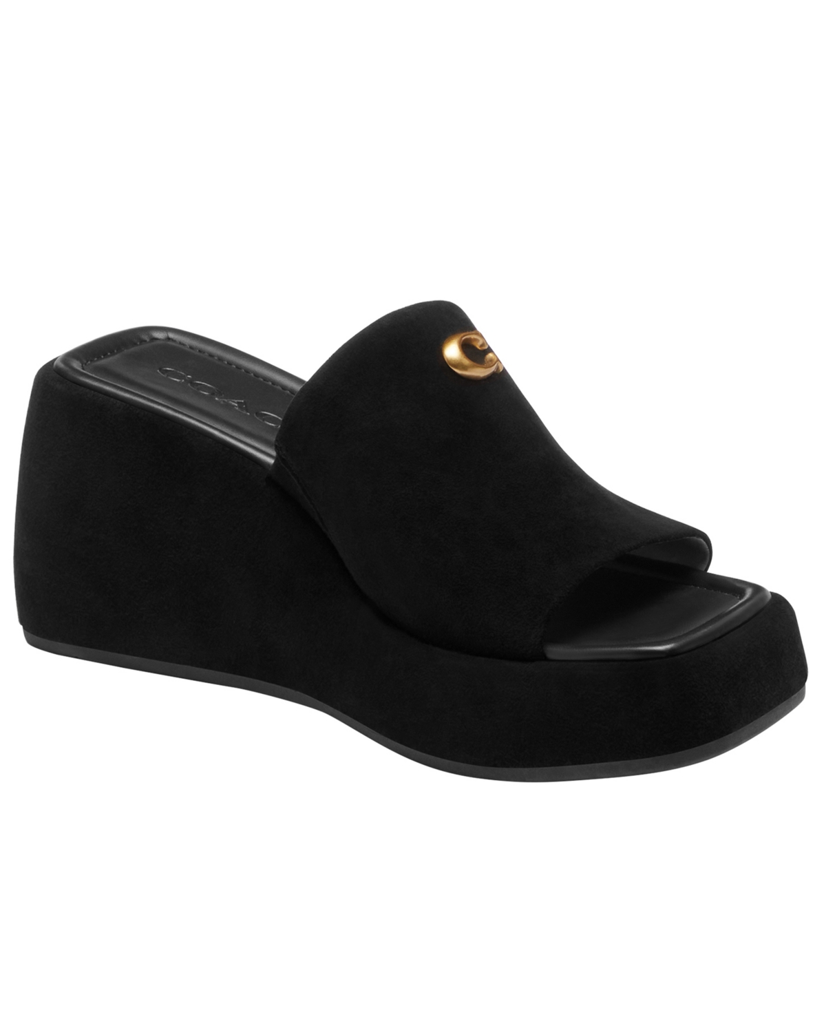 Coach Women's Marie Platform Wedge Sandals - Black Suede