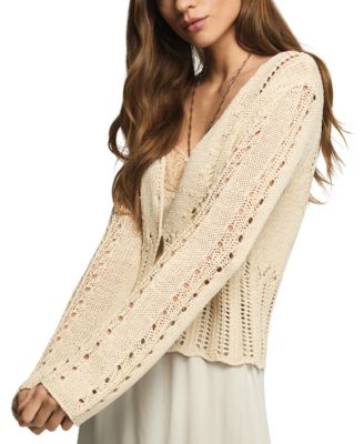 Women's Pointelle Cropped Cardigan
