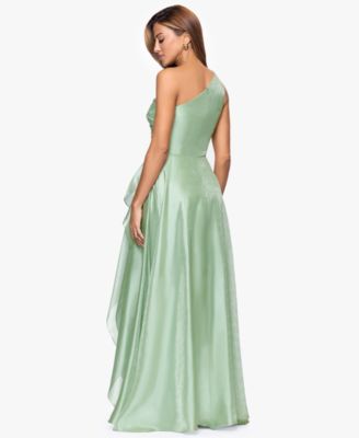 Women's Metallic Draped One-Shoulder Gown