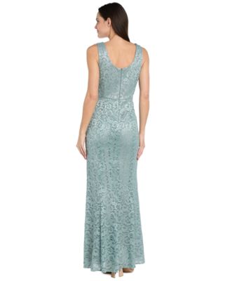 Petite 2-Pc. Metallic-Lace Gown & Jacket Set