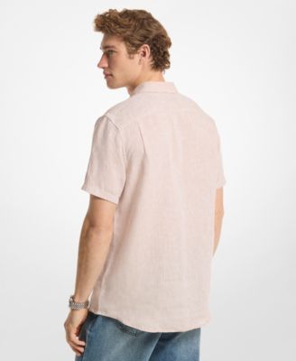 Men's Point-Collar Linen Shirt