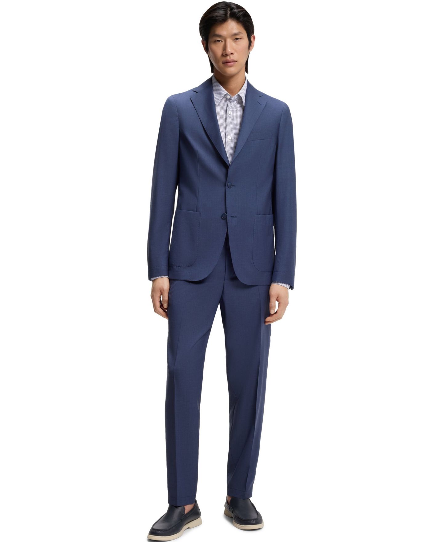 Мужская рубашка Hugo Boss Printed Performance-Stretch Regular-Fit Dress Shirt, цвет: Белый — фото 2