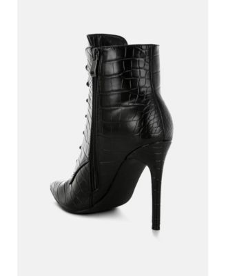 Womens Mesta Croco Textured Stiletto Boots