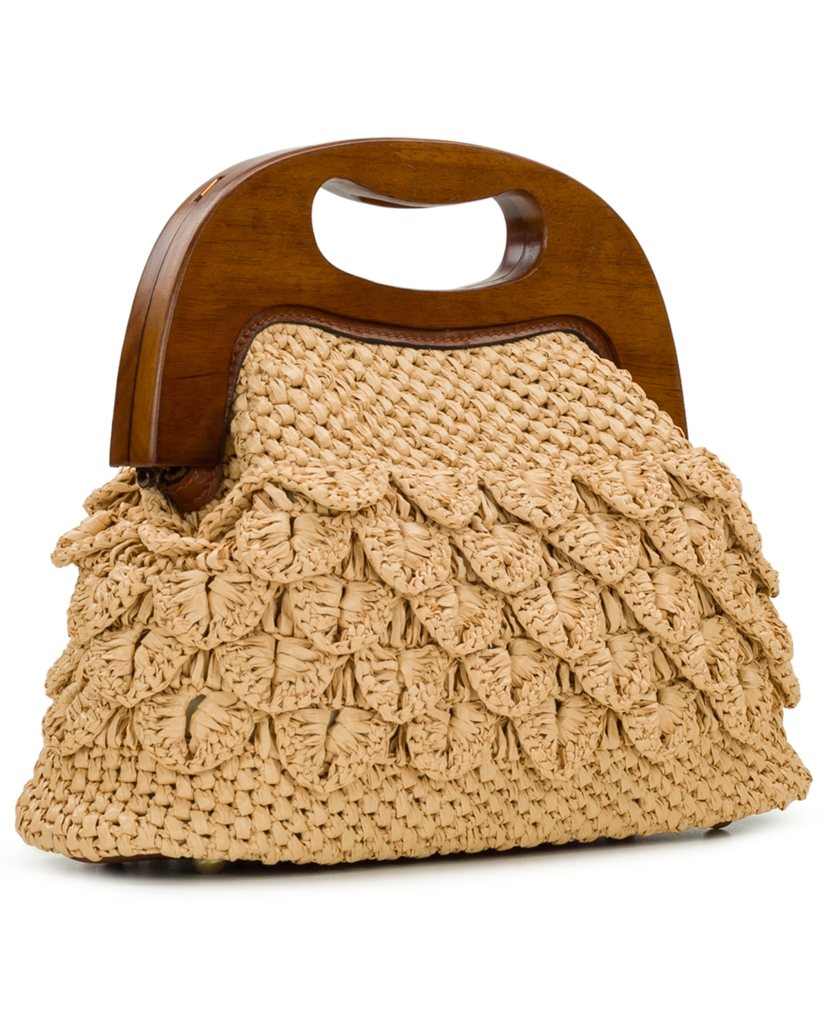 Patricia Nash Scalloped Raffia Medium Sandrine Wooden Frame Crossbody Bag