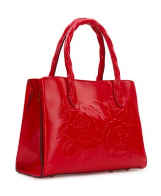Genovese Medium Floral Tooled Leather Satchel Bag