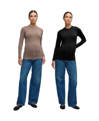 Women's Maternity Seamless Rib Long Sleeve Crew Tee