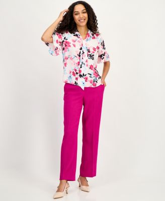 Women's Printed Ruffle-Sleeve Blouse