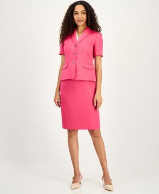 Women's Circle Jacquard Short-Sleeve Blazer, Regular & Petite