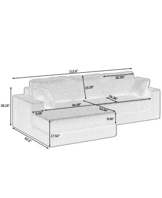 Corduroy L-Shape Modular Sectional Sofa - Unfolds into a Bed