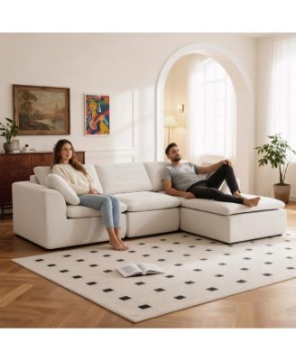Modern L-Shaped Sectional Sofa with Chaise Lounge, Corduroy Couch