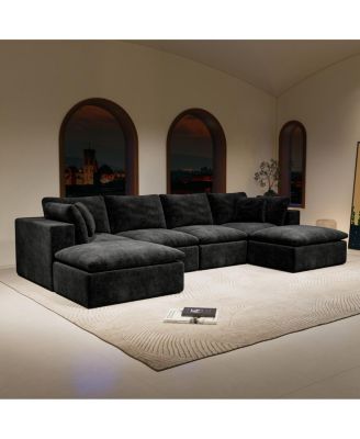 Modular Upholstered Corduroy Sectional Sofa
