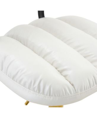 Set of 2 White PU Leather Bar Stools with Gold Base & Footrest