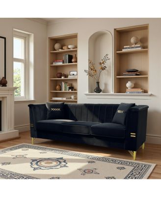  Modern Velvet Sofa with Vertical Channel Tufting