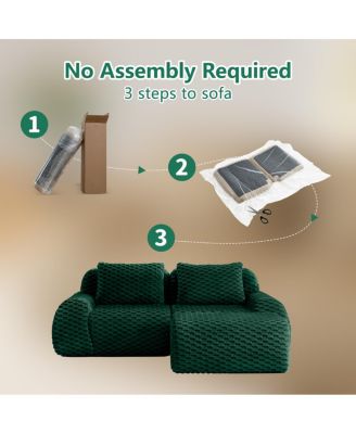 82" L-Shaped Flannelette Modular Sectional Sofa with Movable Ottoman