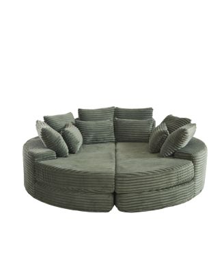Corduroy Oversized Recliner, Converts to 2 Recliners, Sofa Bed, Neck Pillow