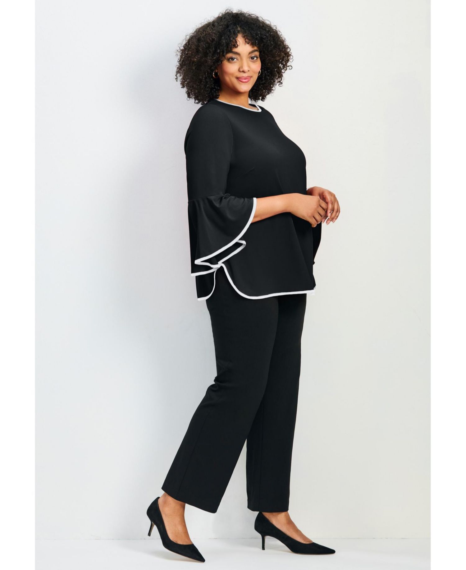 Women's Plus Size Ivana Contrast Bell Sleeve Top