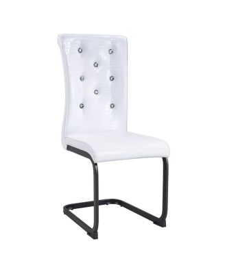 Set of 4 Retro Alligator Upholstered Dining Chairs with Crystal Buckle