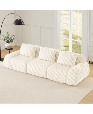 Modern Modular Sectional Sofa, Flannelette Fabric, Oversized 3-Seater Couch
