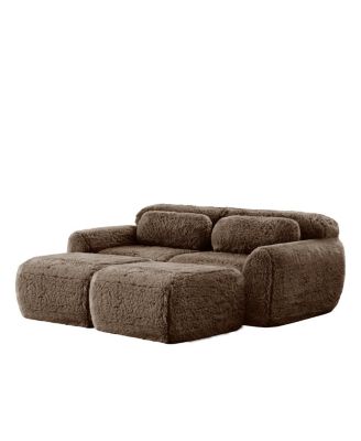 Soft Plush Boneless Sofa with Chaise, No Assembly Required, Chocolate