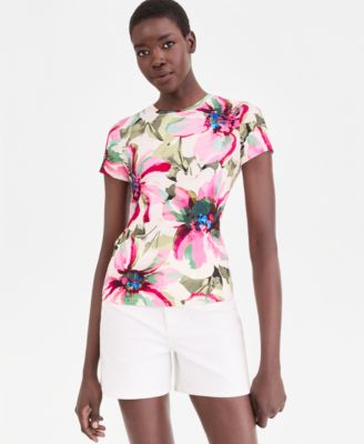 Women's Short-Sleeve Printed Crewneck T-Shirt