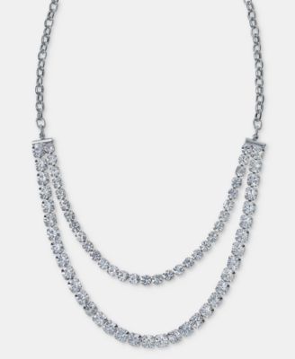 Crystal Layered Collar Necklace, 16" + 3" extender