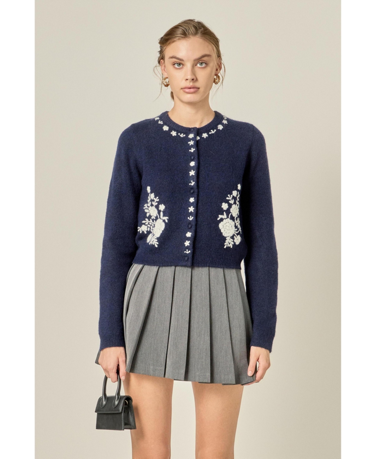 English Factory Women's Floral Embroidery Cardigan