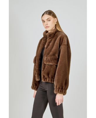 Women's Faux Fur Bomber Jacket