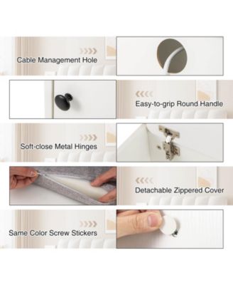 Vanity Desk Set with Mirror & Lights Power Outlet Cushioned Stool