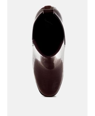 Women's Foxy Faux Leather Croc Chelsea Boots