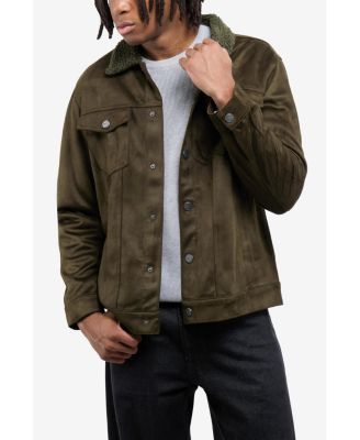X RAY Men's Faux Suede Jacket With Faux Fur Collar
