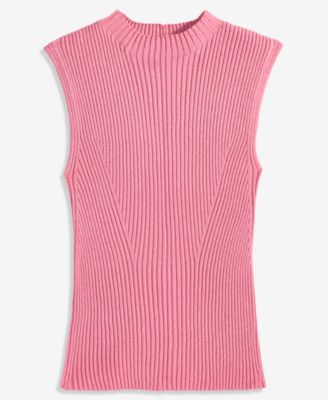 Women's Metallic Rib-Knit Sleeveless Sweater