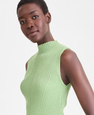 Women's Metallic Rib-Knit Sleeveless Sweater