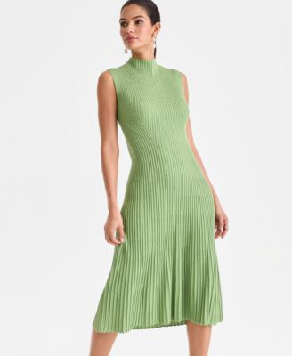 Women's Sleeveless Metallic Rib-Knit Sweater Dress