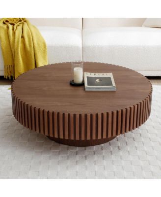 Round Mid Century Modern Coffee Table - Walnut