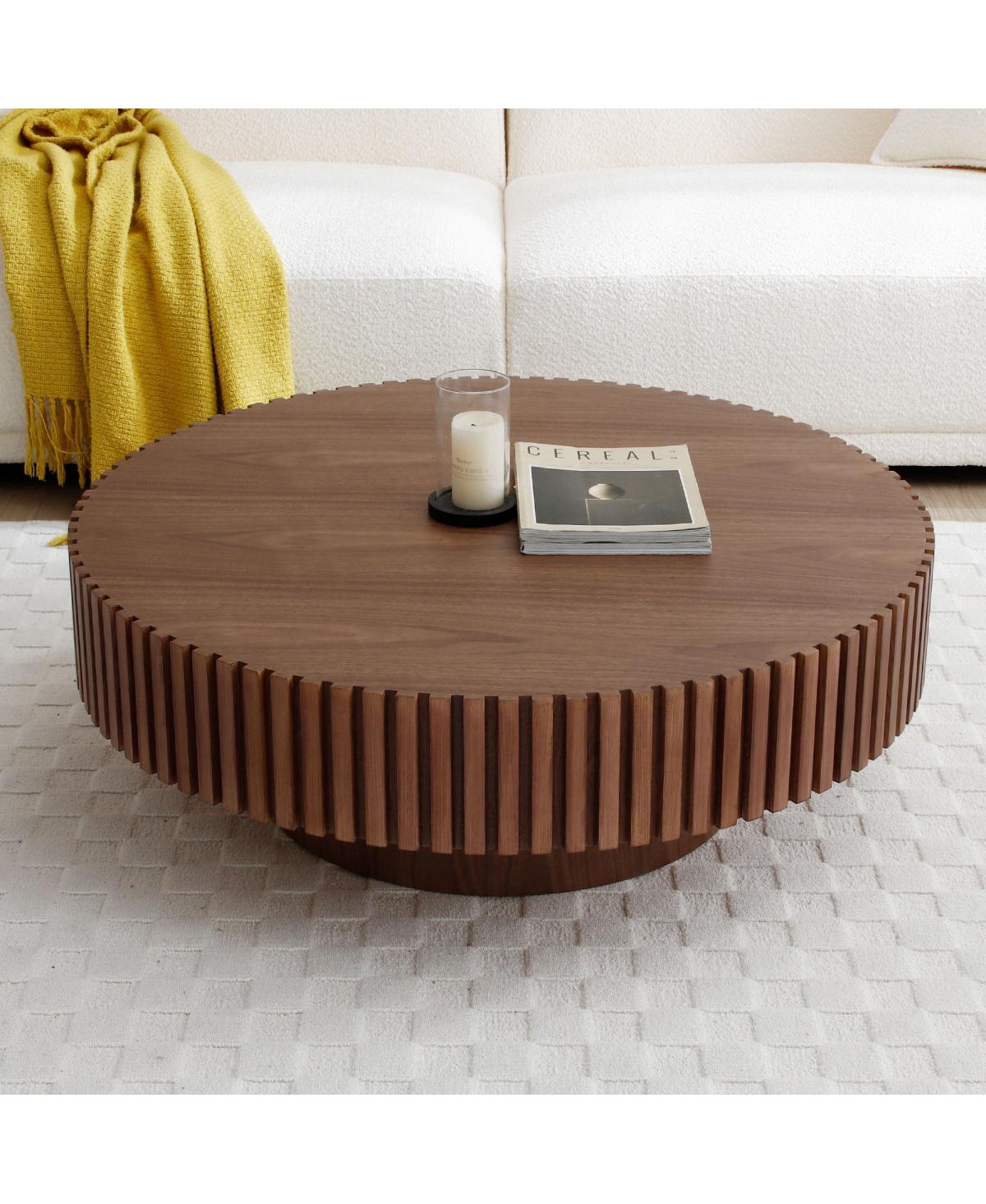Streamdale Furniture Round Mid Century Modern Coffee Table - Walnut