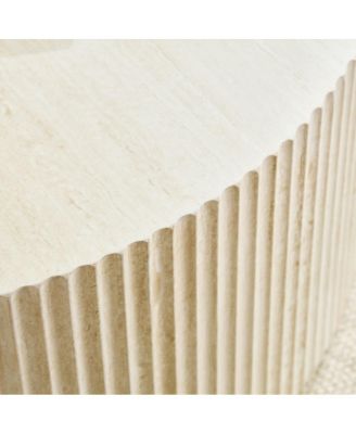 Faux travertine Round Coffee Table with Eye-Catching Relief Design, Travertine