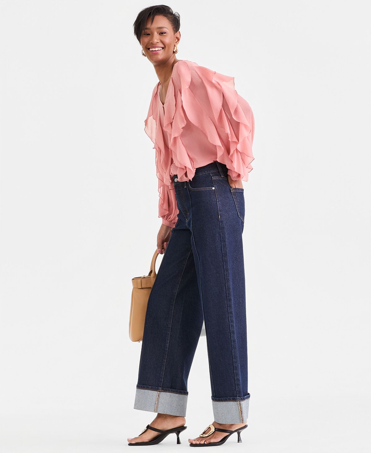 I.N.C. International Concepts Women's High-Rise Cuffed Wide-Leg Jeans, Macy's Exclusive view 7 — MAYCSS fashion products