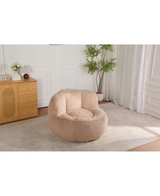Oversized Multicolor Faux Fur Bean Bag Chair with Shredded Sponge Filling