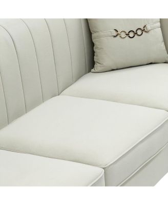 Modern Velvet 3-Seater Sofa with Vertical Channel Tufting