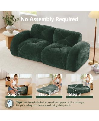 2-Seater Tufted Sofa, Soft Velvet, Anti-Slip, High Density Sponge